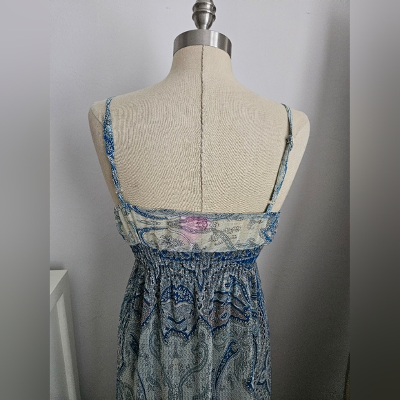 SHE'S COOL Blue Paisley Spaghetti Strap Maxi Dress | SZ M - Picture 6 of 10